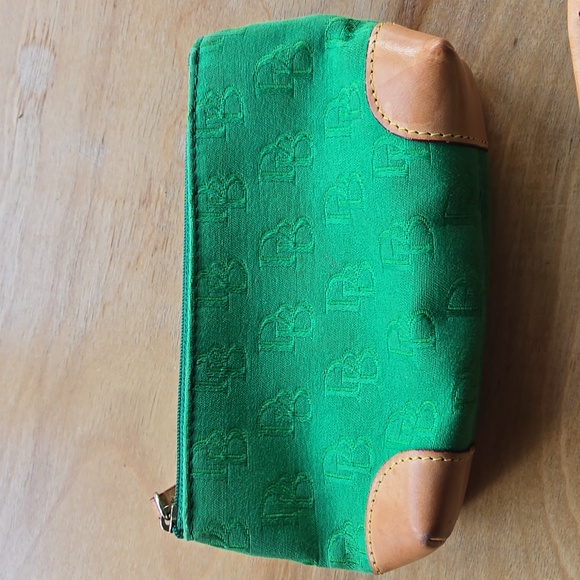 Dooney &Bourke Green and Tan Suede Tote with Leather Trim - Picture 8 of 10